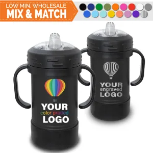 10 oz Promo Sippy Cup Kids Tumblers -Mix & Match- Bulk Wholesale Personalized Engraved or Full Color Print Logo