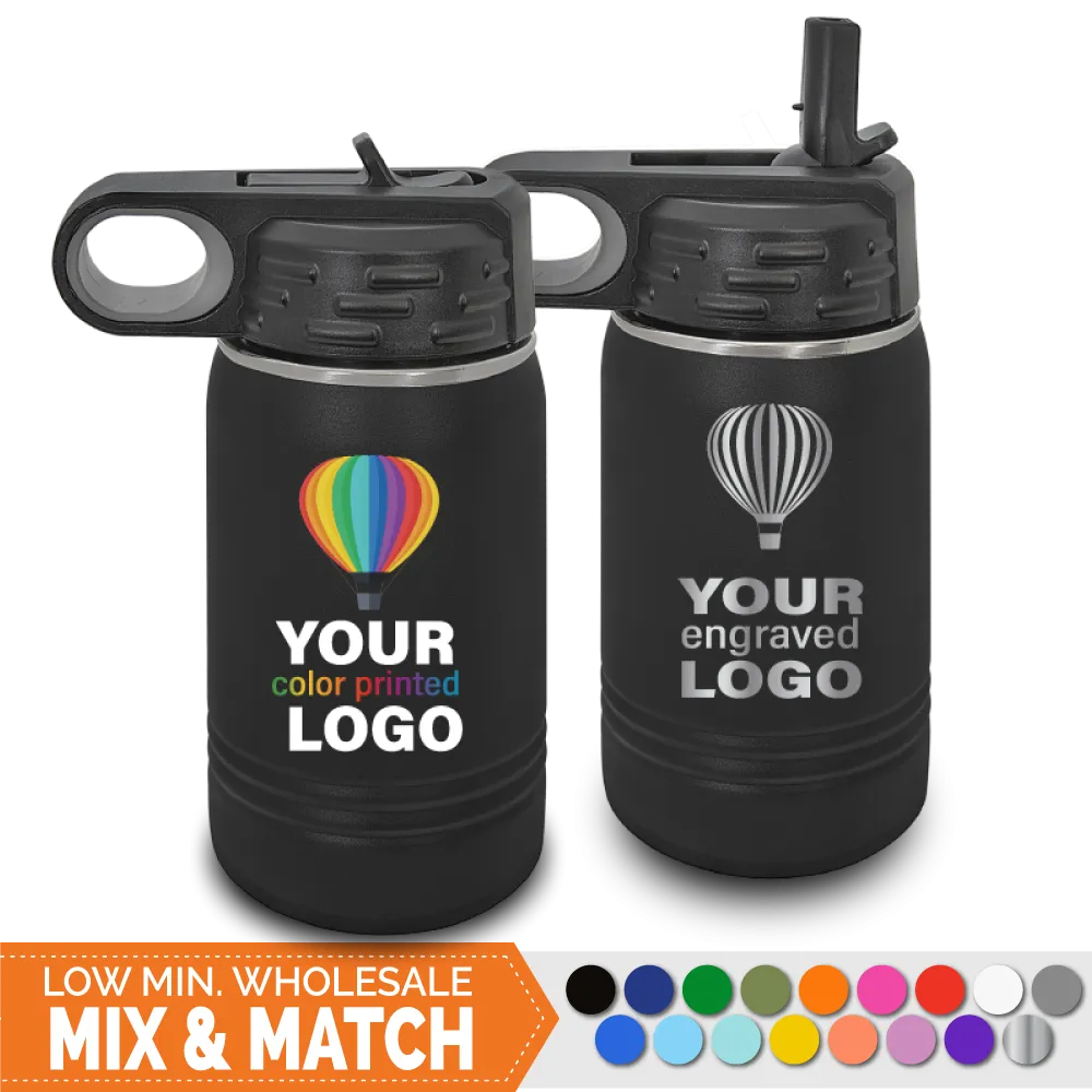 12 oz Insulated Sport Water Bottle -Mix & Match- Bulk Wholesale Personalized Engraved or Full Color Print Logo