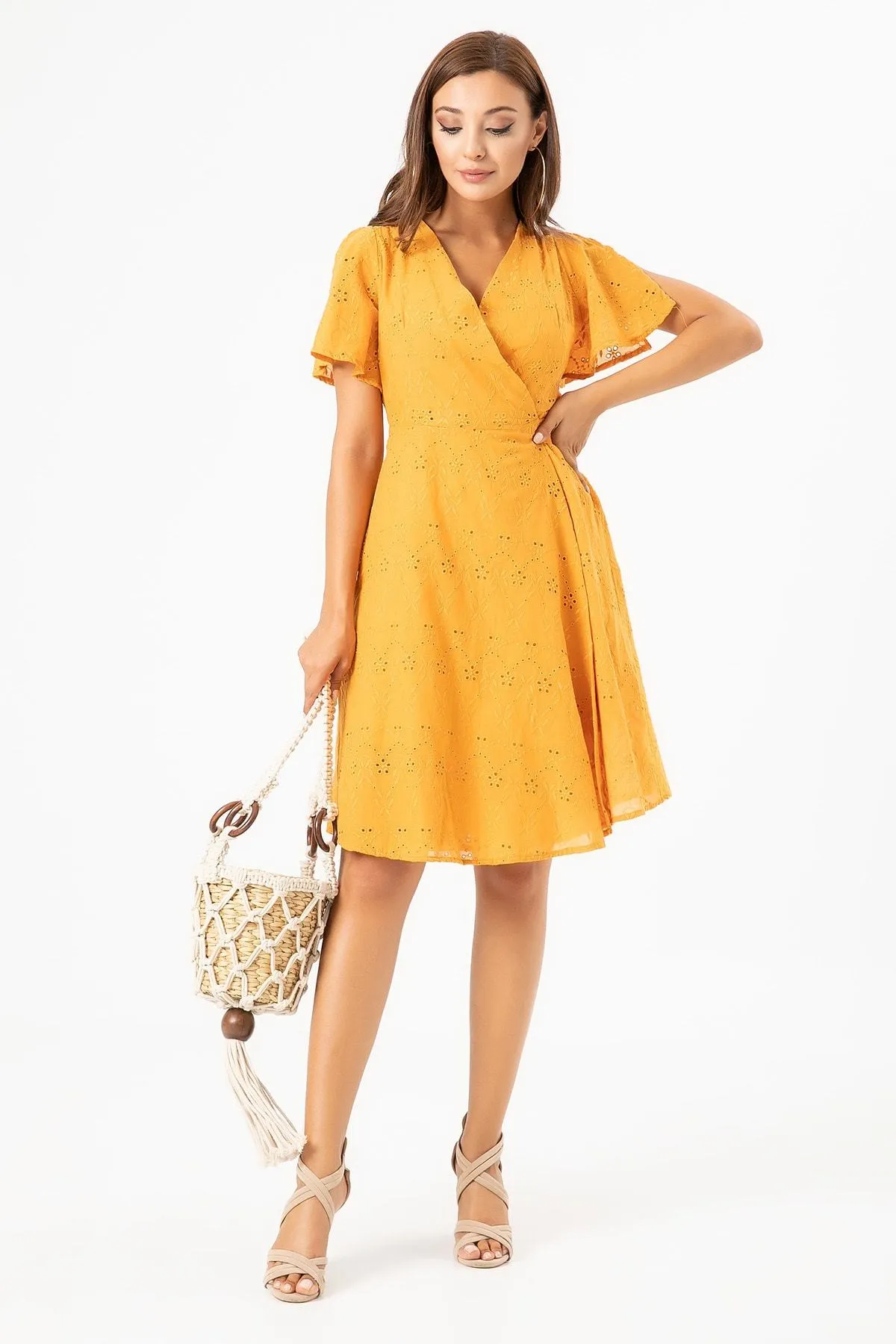 13145 Mustard Wrap Dress