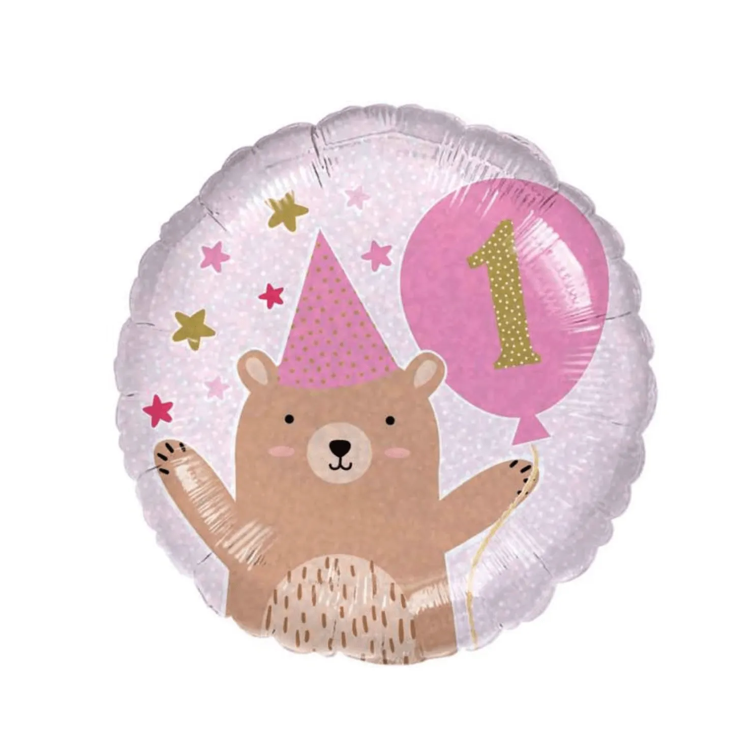 1st Birthday Bear Girl Foil Balloon - 18 inch