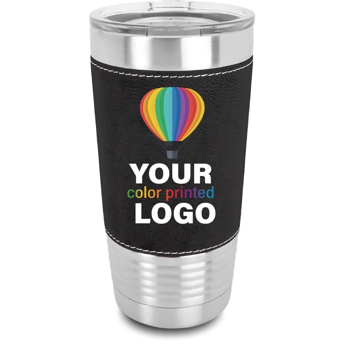 20 oz Leatherette (Faux Leather) Tumblers -Mix & Match- Bulk Wholesale Personalized Engraved or Full Color Print Logo