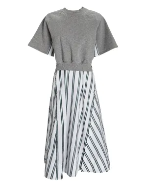 3.1 Phillip Lim Striped Cotton French Terry Midi Dress