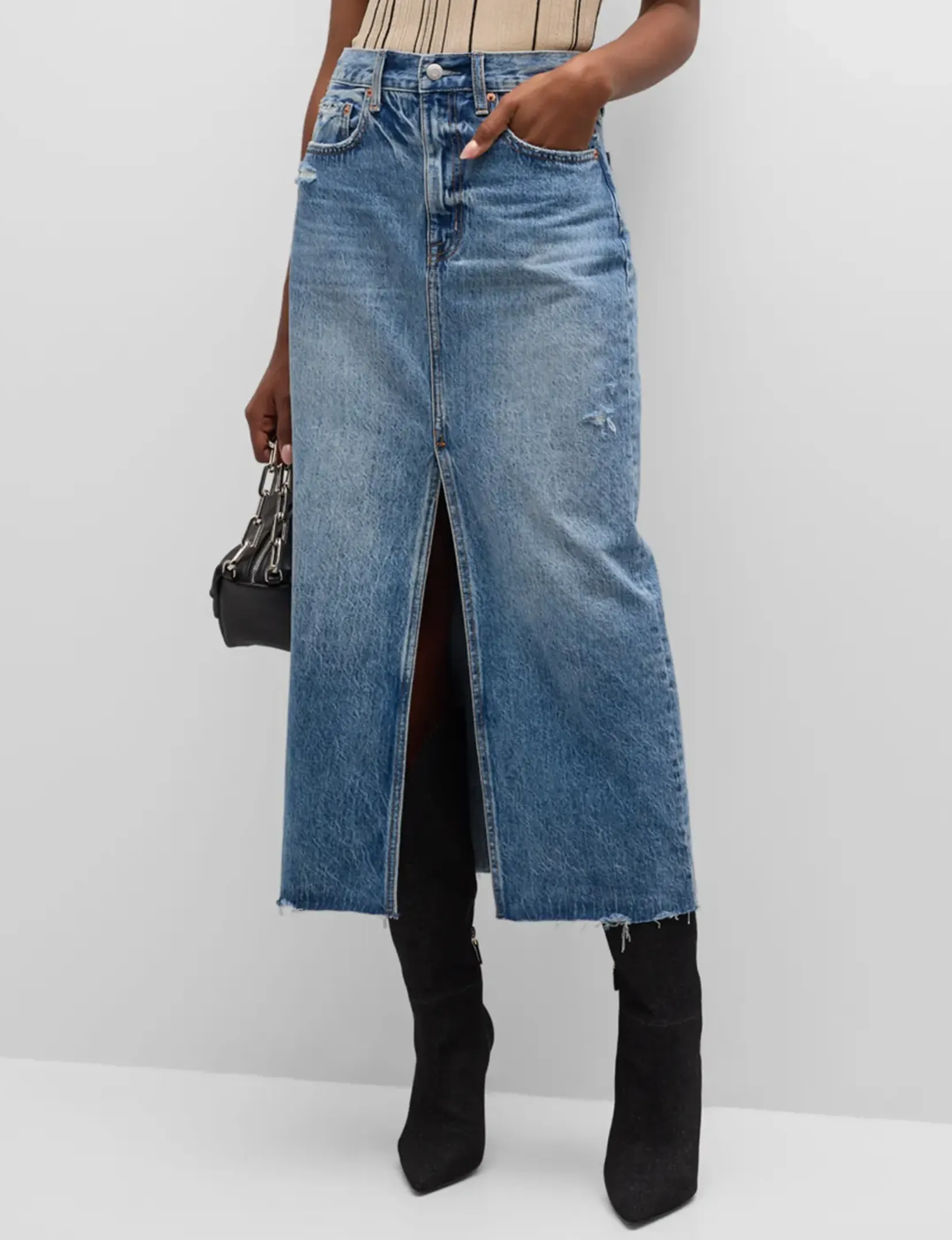 Alice Denim Midi Skirt, Portrait Vintage