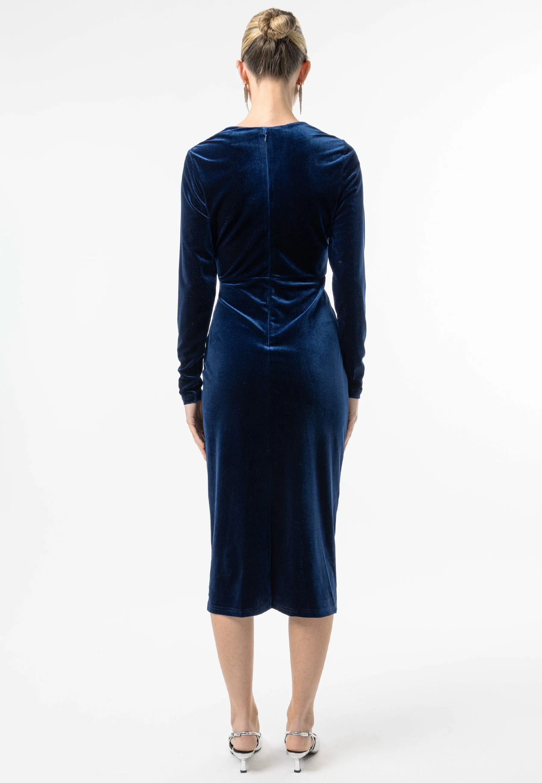 Angeleye Velvet Long Sleeve Faux Wrap Midi Dress