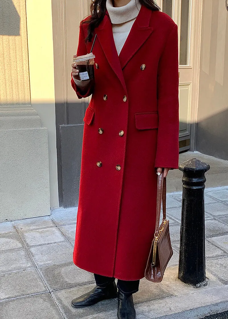 Australian Wool Double Breasted Long Coat