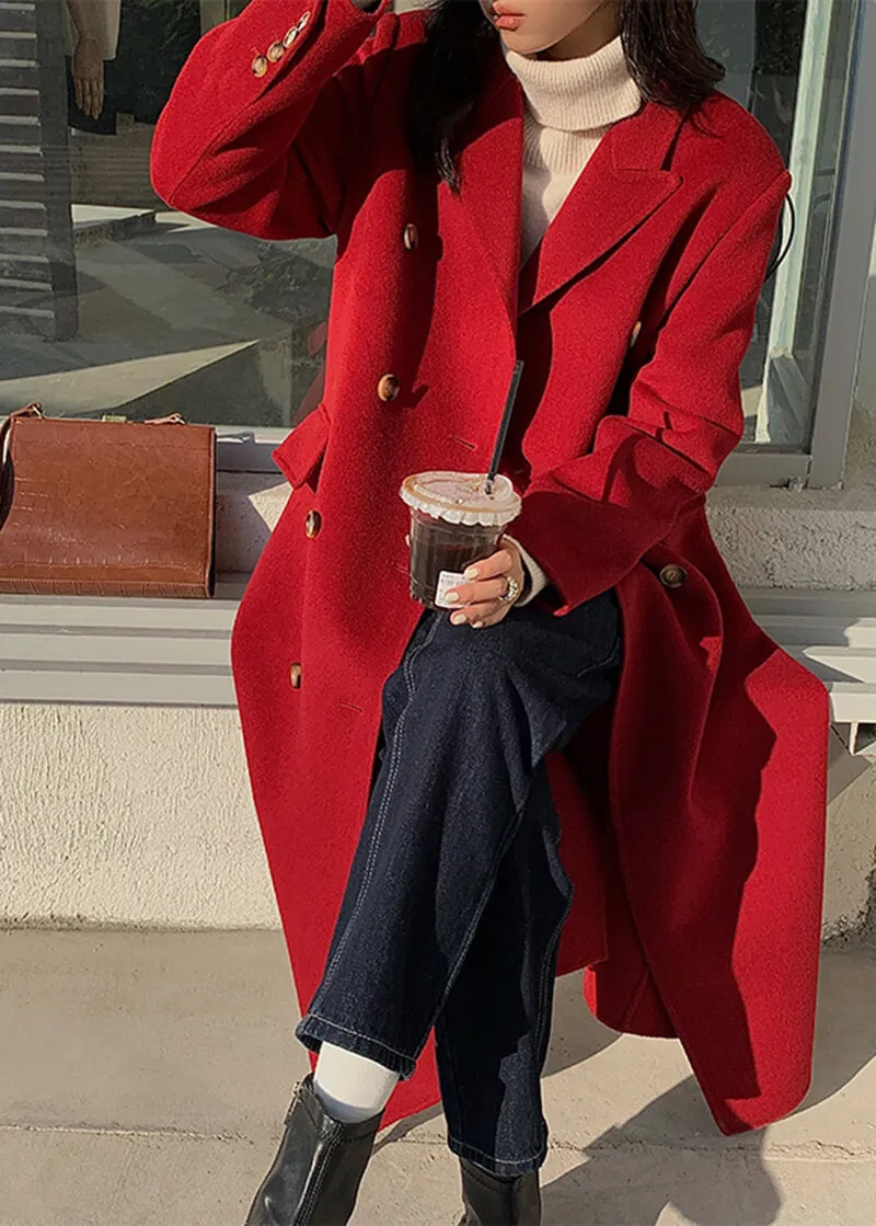 Australian Wool Double Breasted Long Coat