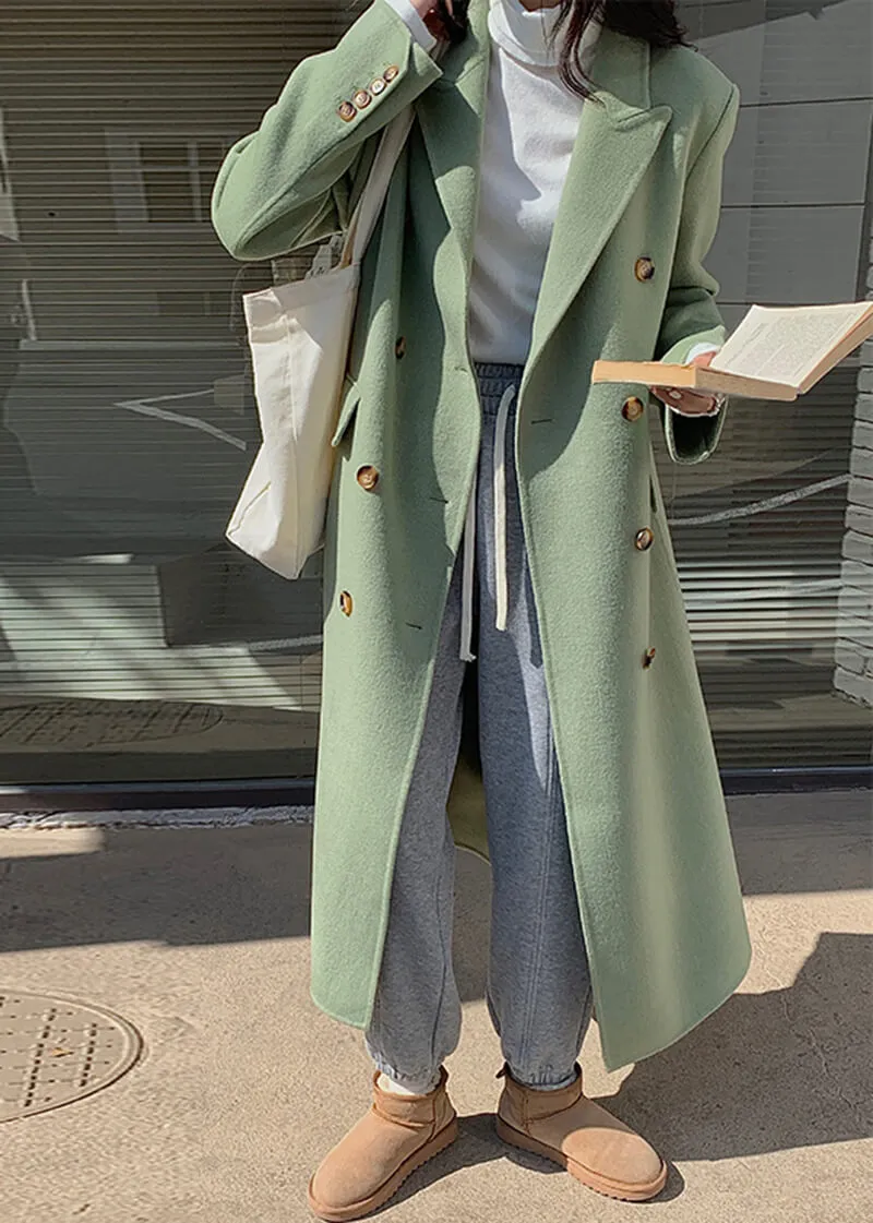 Australian Wool Double Breasted Long Coat