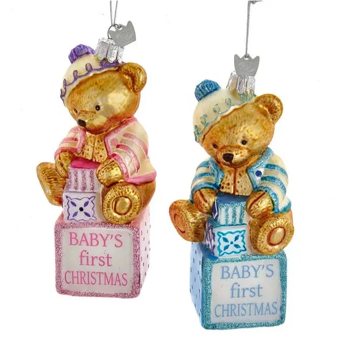 Baby Bear “First Christmas” Glass ornament