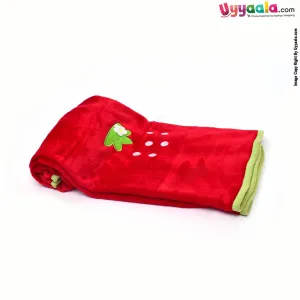 Baby Fur Blanket with White Dots Stich & Flower Patch 0-24m Age, Size (102*73cm) -Red