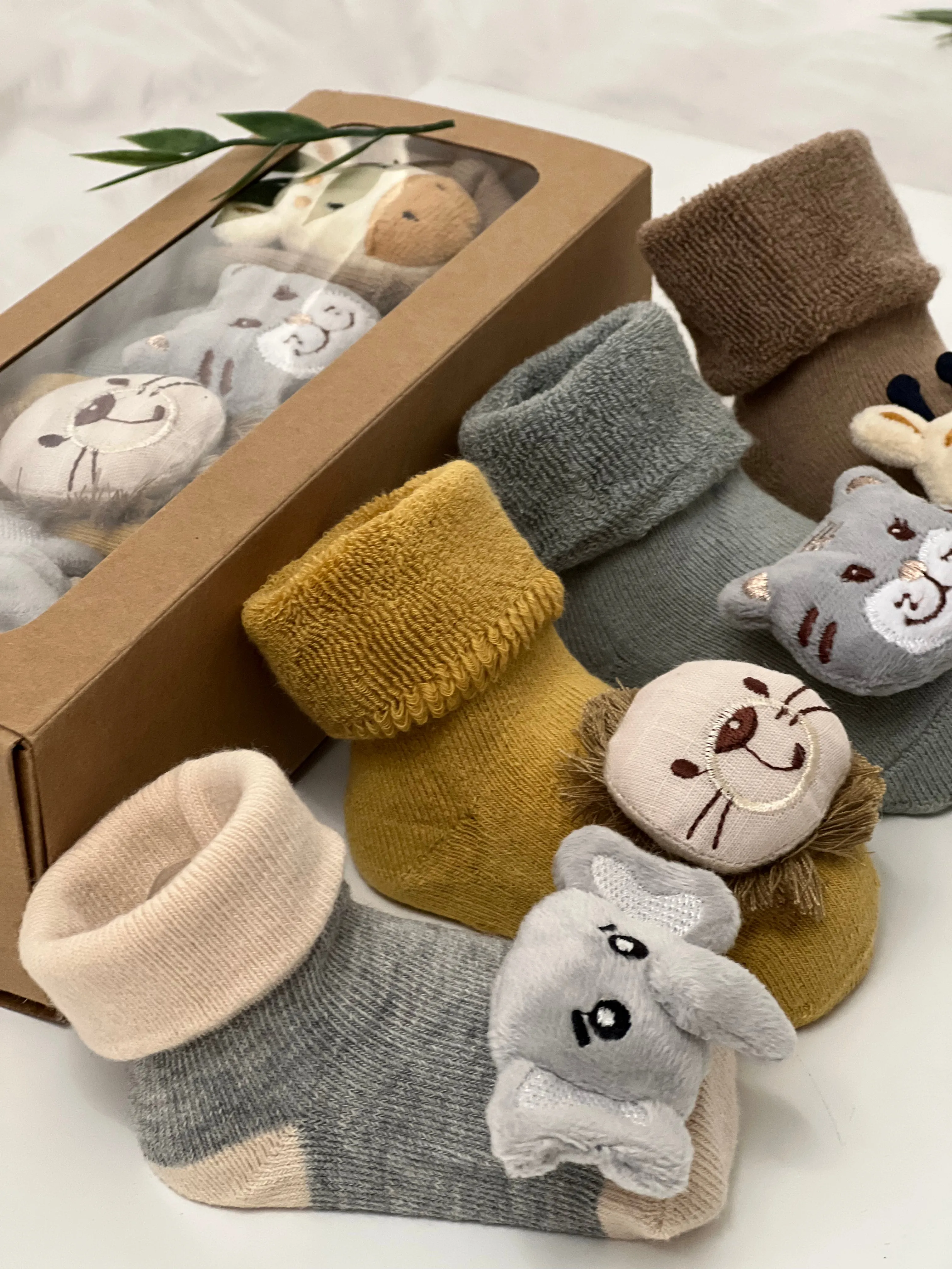 Baby Gift Box -Safari Rattle Sock Collection