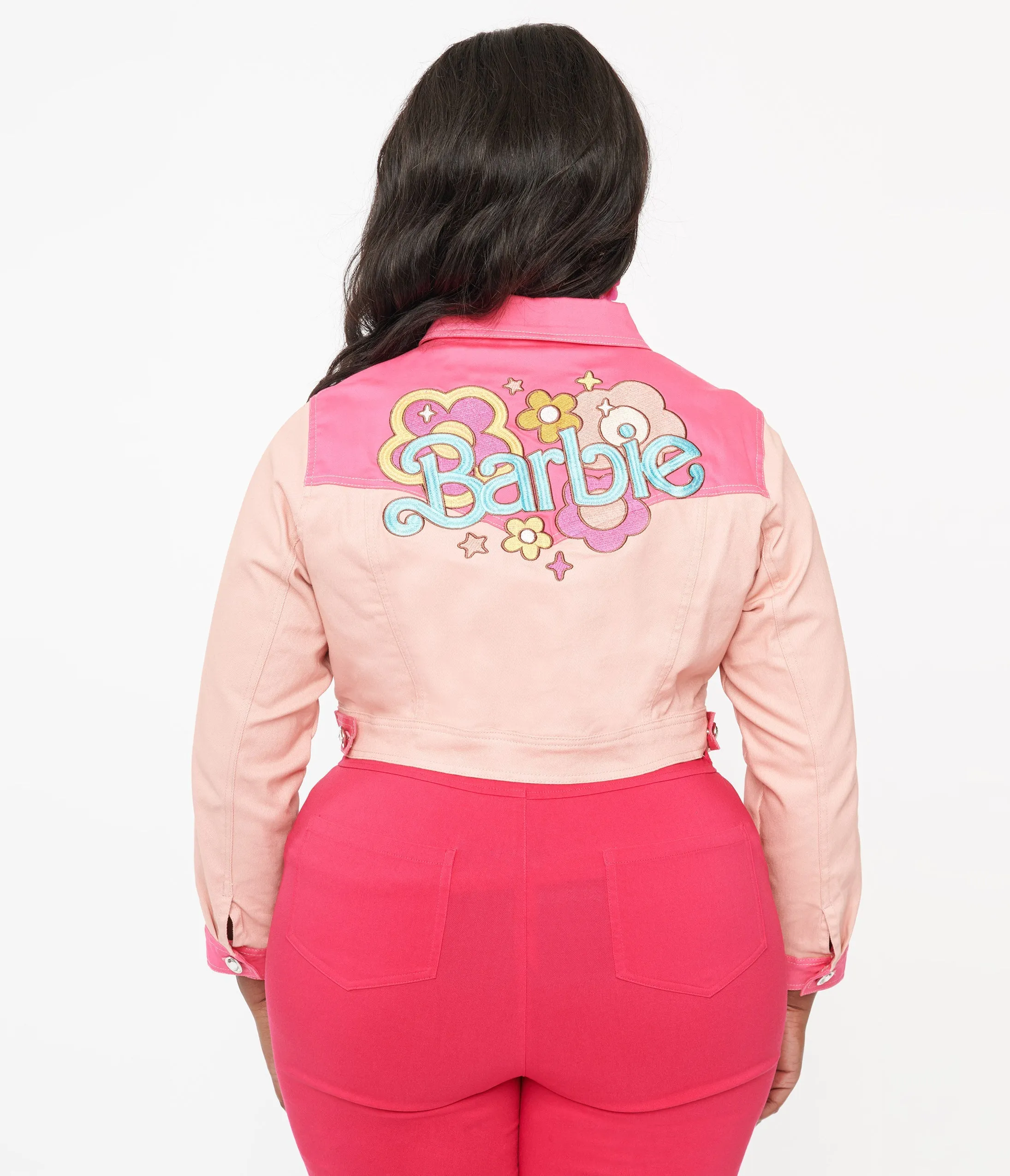 Barbie x Unique Vintage Plus Size Pink Barbie Denim Western Jacket