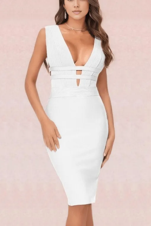 Bay Bandage Dress - Pearl White