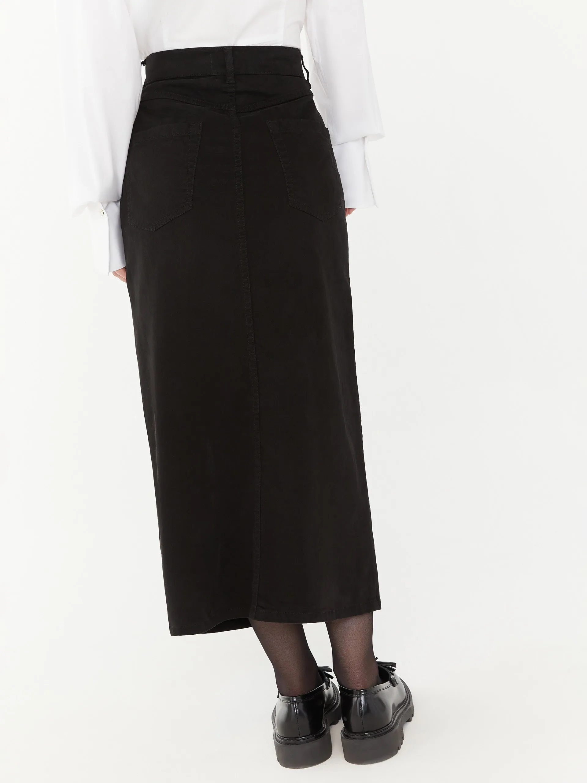 Belli Cotton Straight Pocket Skirt in Black