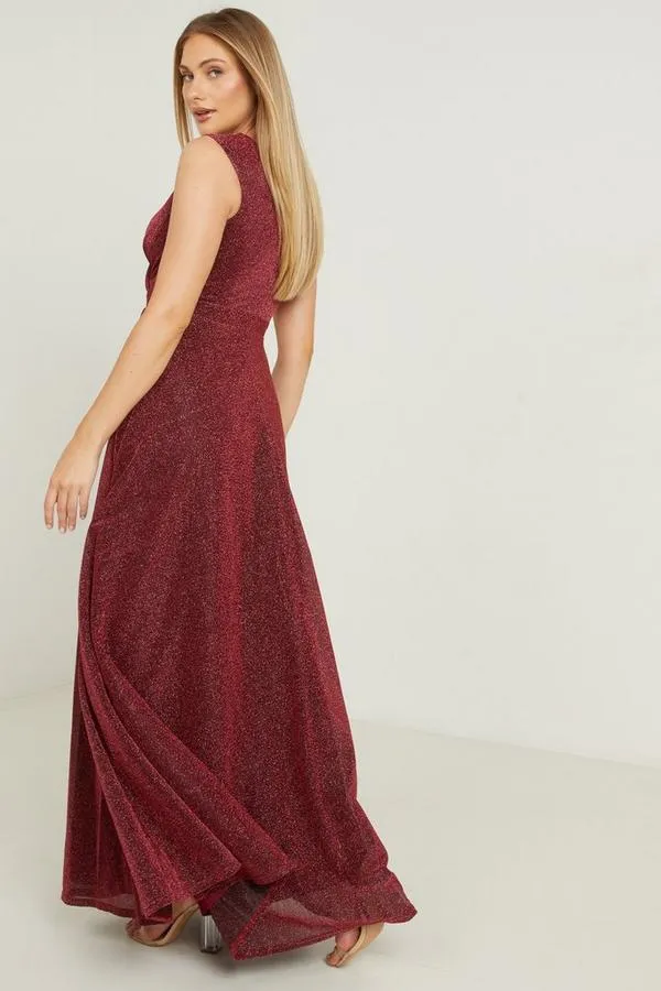 Berry Wrap Dress With Split