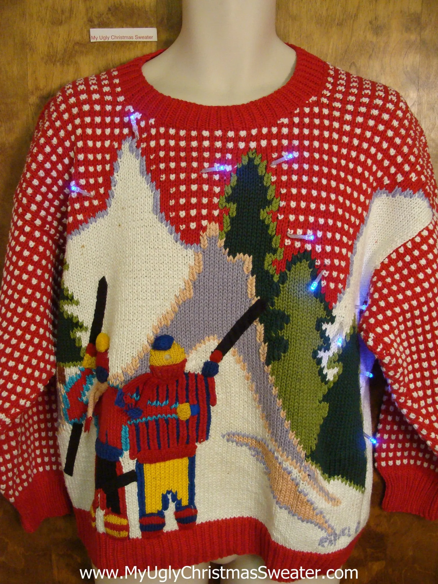 Best 70s or 80s Ski Themed Light Up Ugly Xmas Sweater