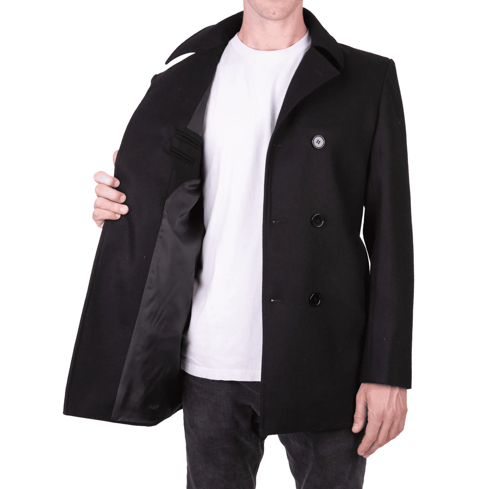 Black Double Breasted Pea Coat