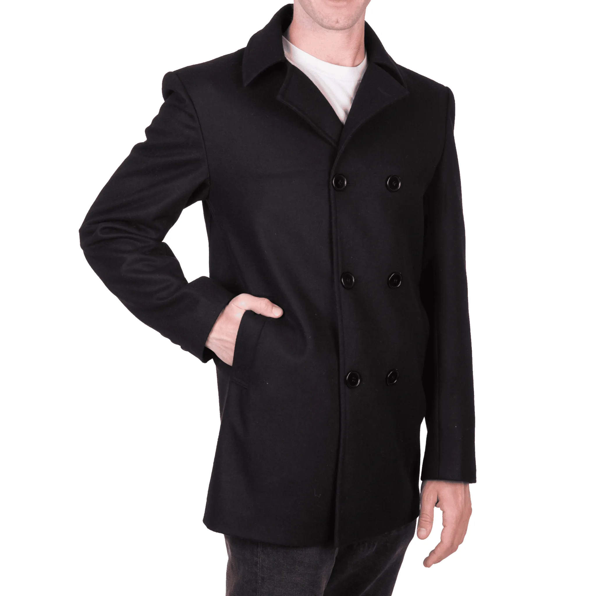 Black Double Breasted Pea Coat