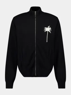 Black Palm Tree Knit Track Jacket