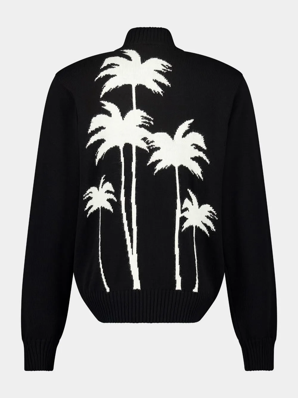 Black Palm Tree Knit Track Jacket