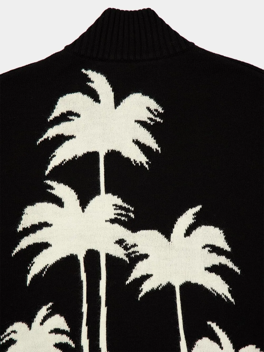 Black Palm Tree Knit Track Jacket