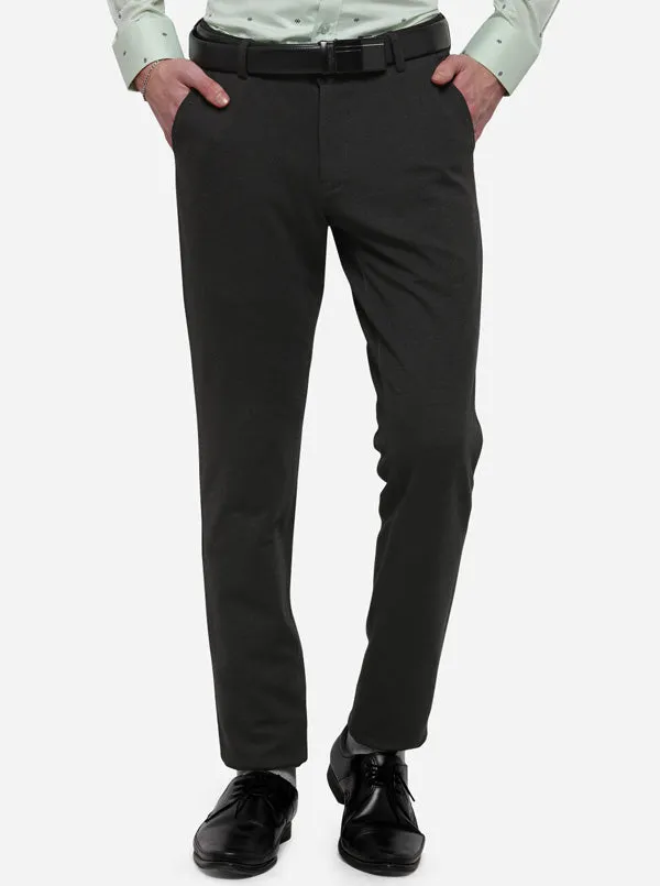 Black Solid Slim Fit Club Wear Trouser | JB Studio