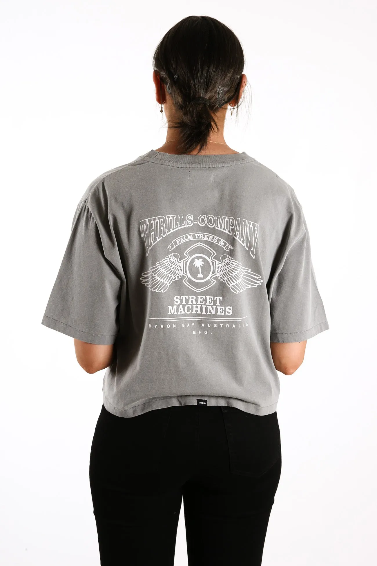 Blackmoon Merch Fit Crop Tee Washed Grey