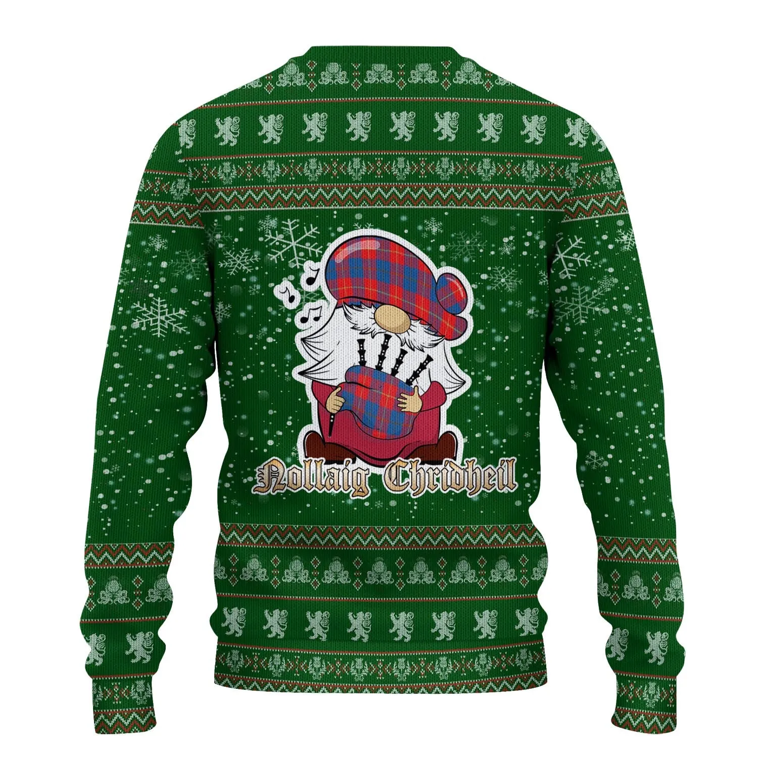 Blane Clan Christmas Family Ugly Sweater with Funny Gnome Playing Bagpipes