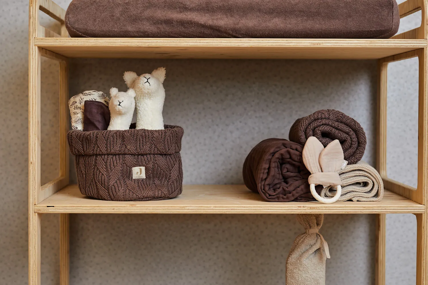 Blanket Cot 100x150cm Spring Knit - Chestnut/Coral Fleece