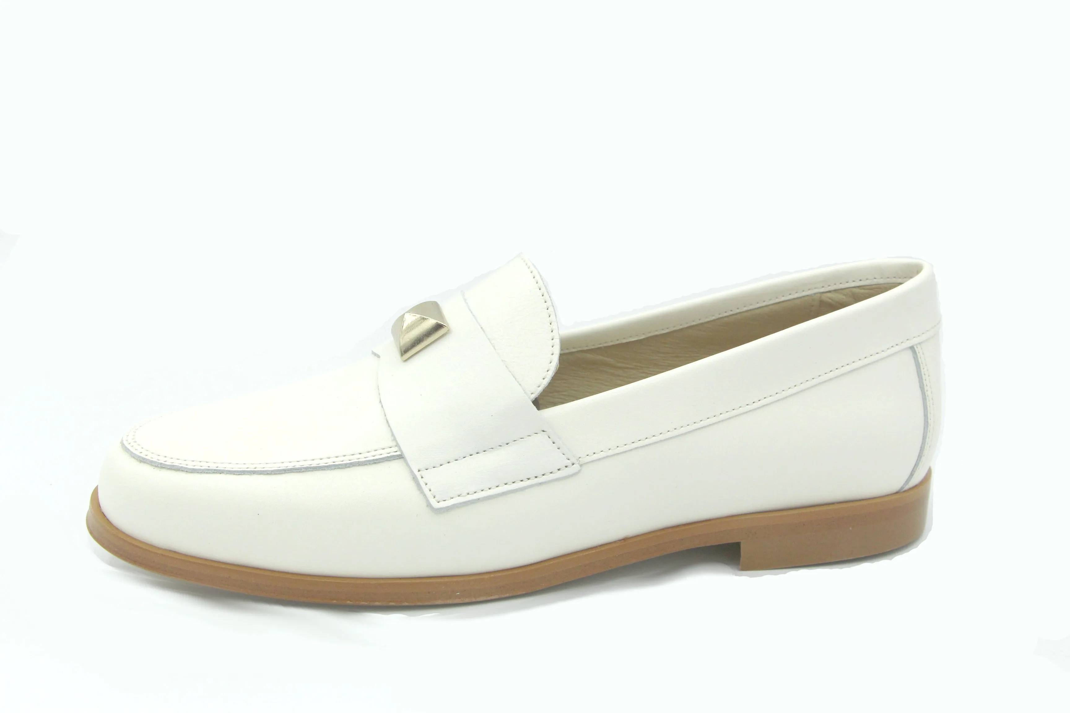 BluBlonc  Off White Stud Classic Loafer Holly-A