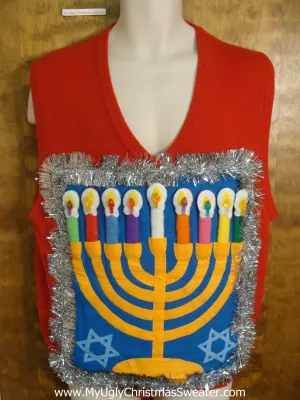 Bright Tacky Hanukkah Sweater Vest