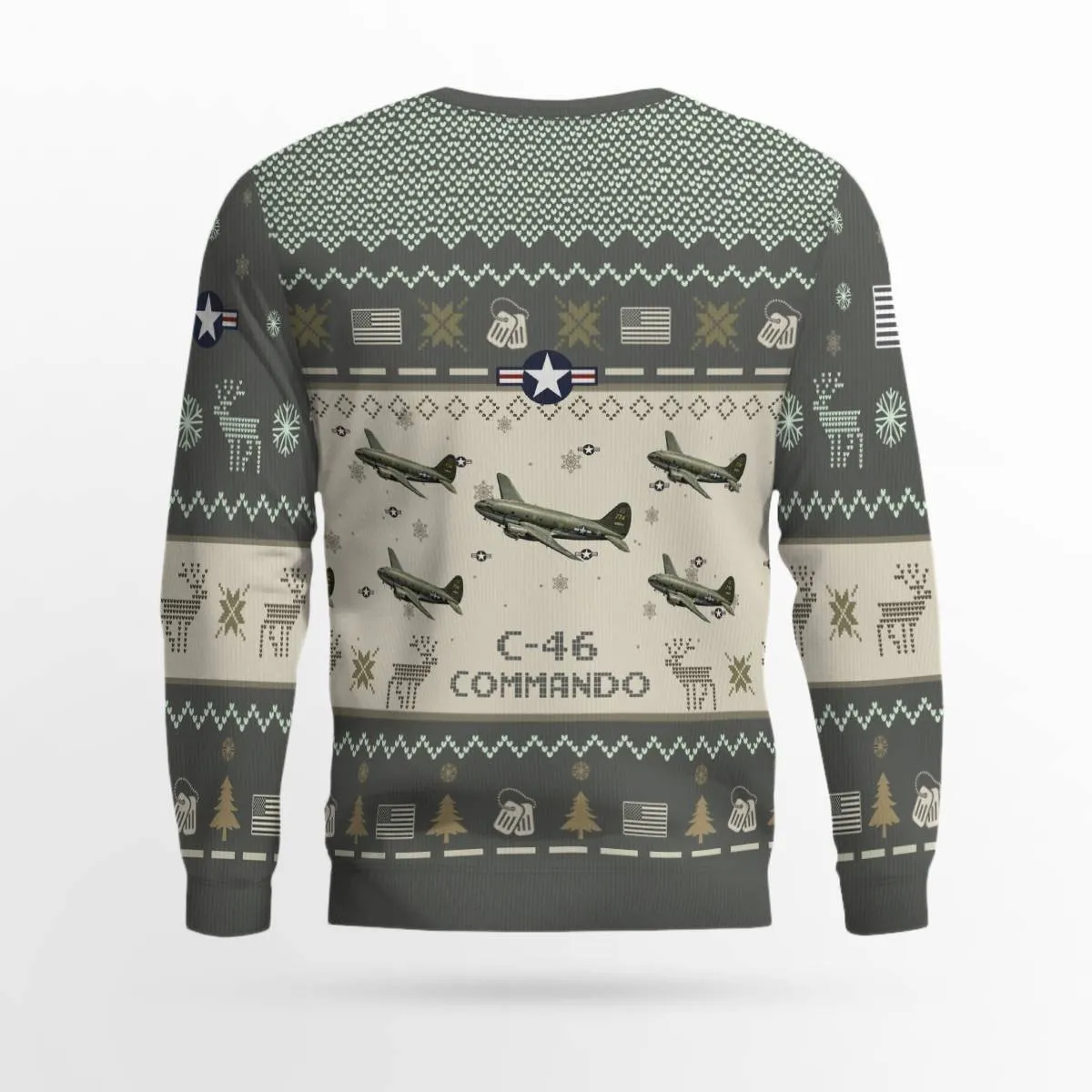 C-46 Commando C46 Aircraft Ugly Sweater, Ugly Sweater Christmas Shirt for Men Dad Veteran