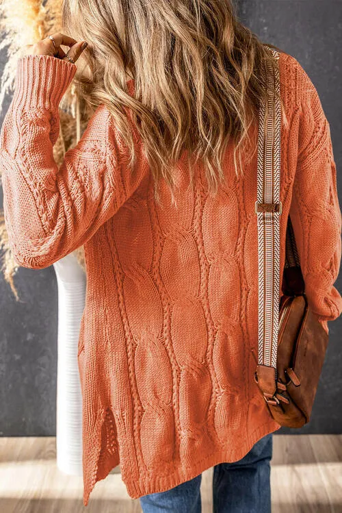 Cable-Knit Dropped Shoulder Cardigan