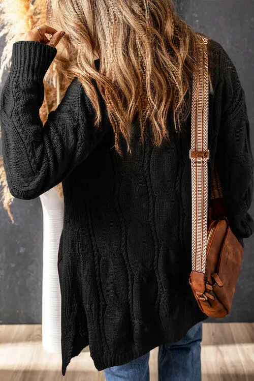 Cable-Knit Dropped Shoulder Cardigan