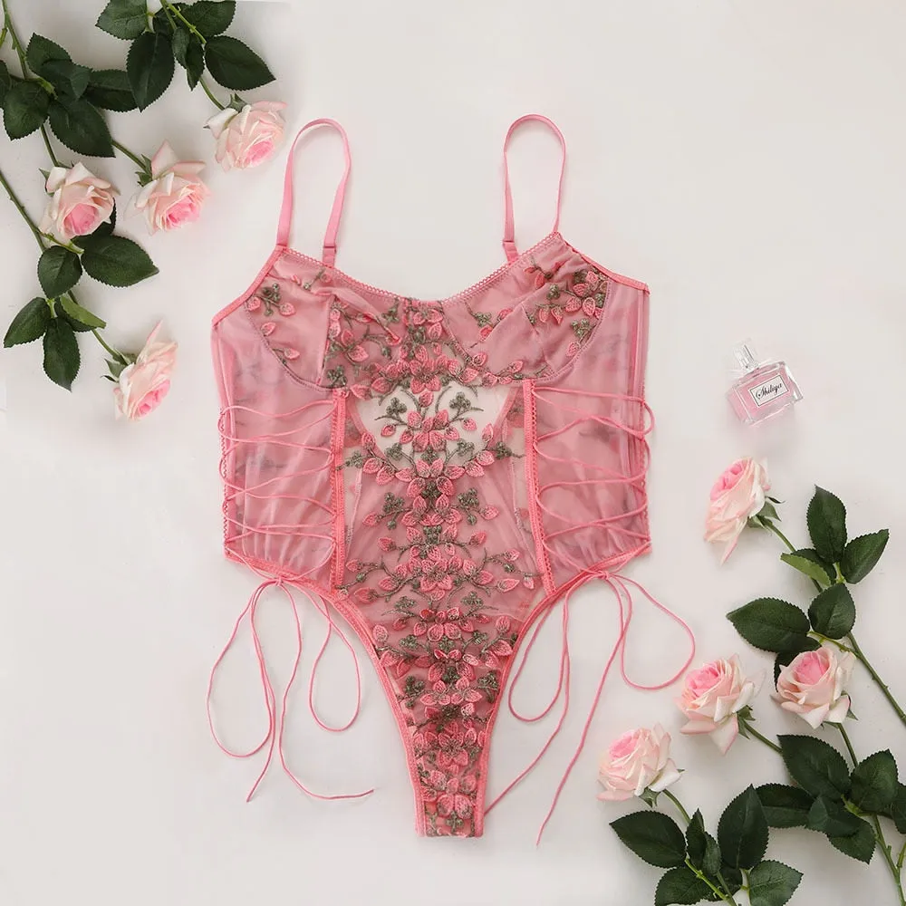 Callie Floral Lace Teddy Bodysuit