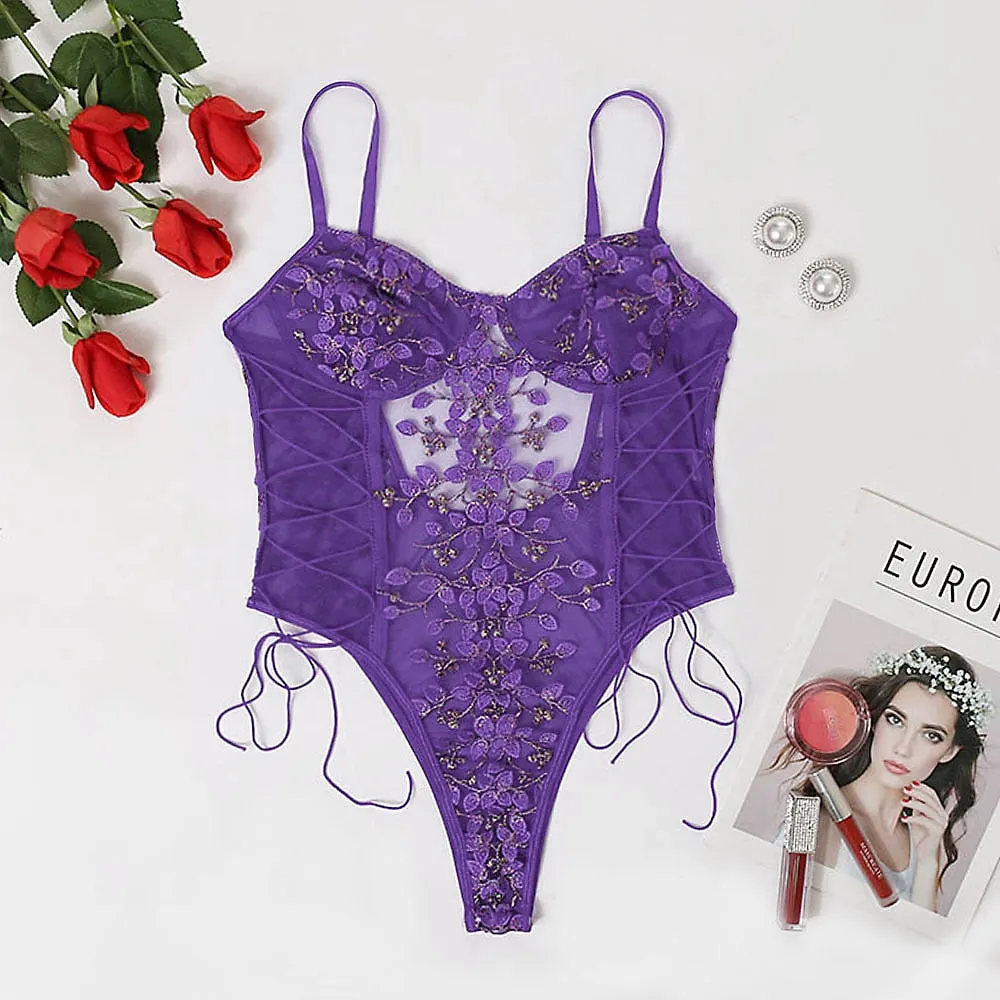 Callie Floral Lace Teddy Bodysuit