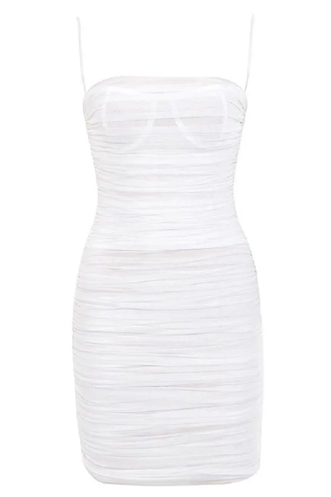 Cassie Bodycon Wrap Mini Dress - Pearl White