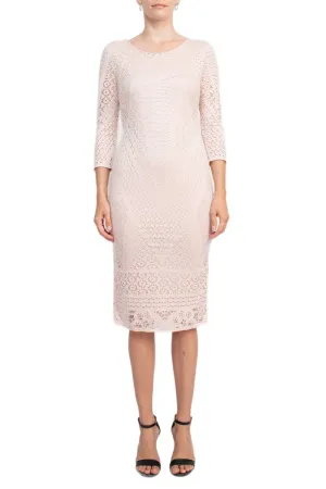 Catherine Malandrino Scoop Neck 3/4 Sleeve Bodycon Burnout Dress by Curated Brands