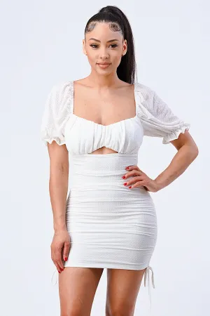 CHIC SWEETHEART RUCHED BODYCON MINI DRESS