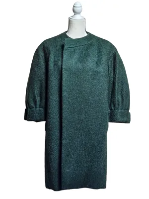 Christian Dior New York Vintage 1950's Demi-Couture Forest Green Mohair Coat