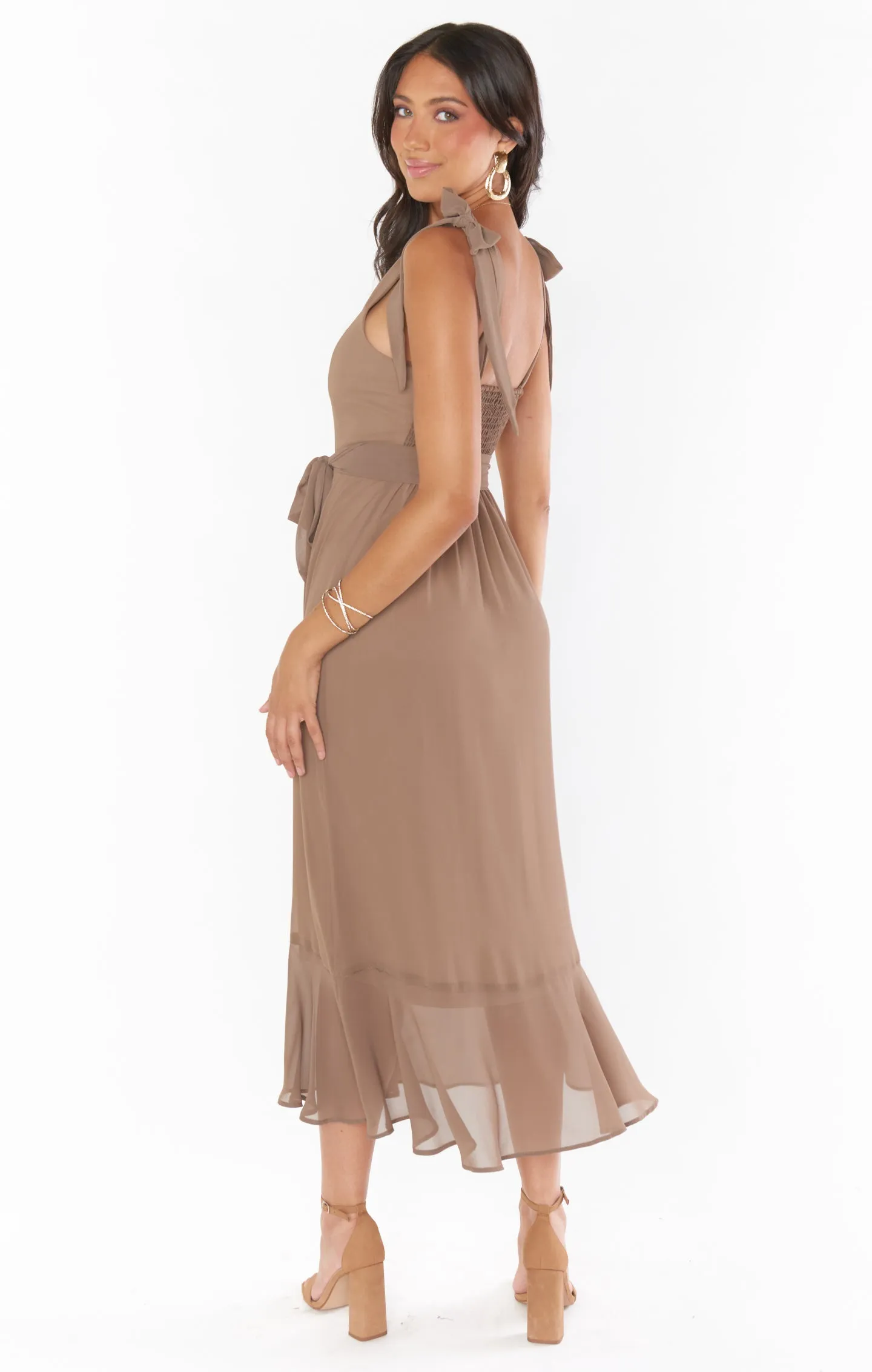 Claire Midi Dress ~ Dune Chiffon