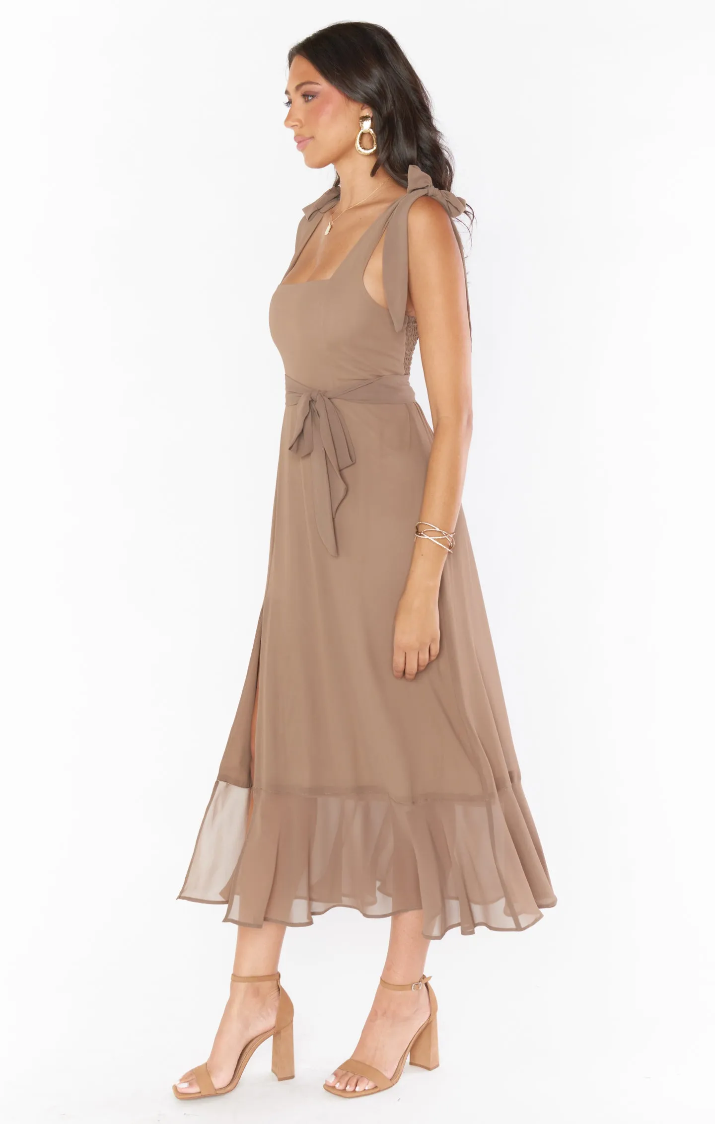 Claire Midi Dress ~ Dune Chiffon