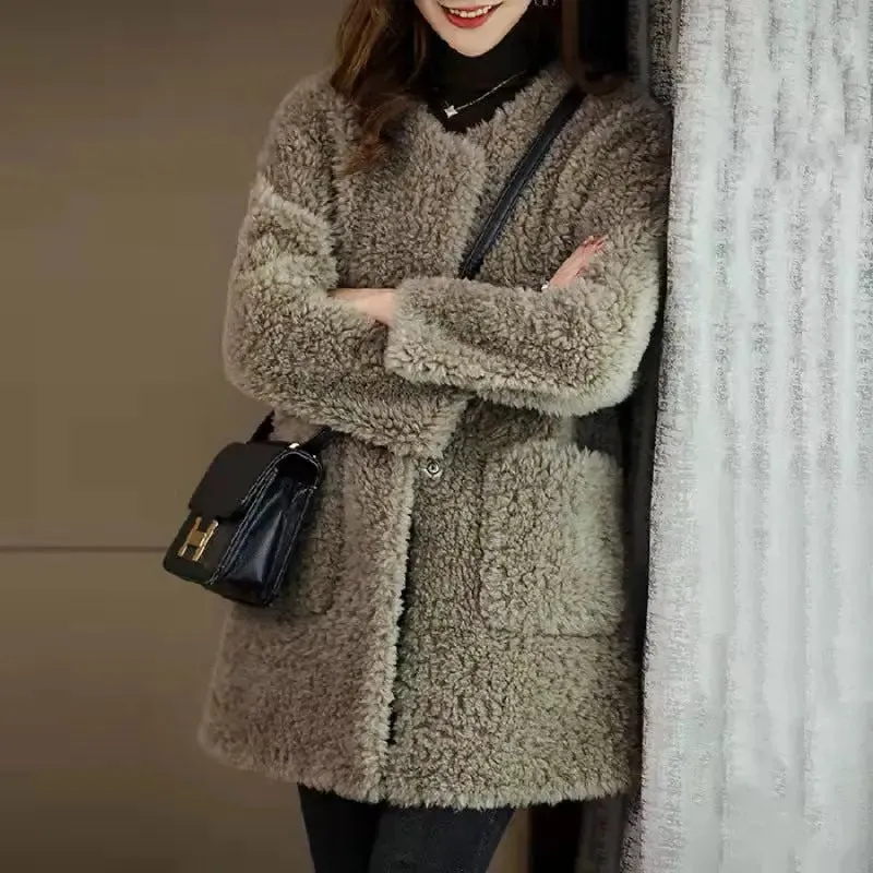 Coat Mid-length Lamb Wool jacket