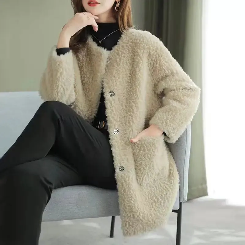 Coat Mid-length Lamb Wool jacket