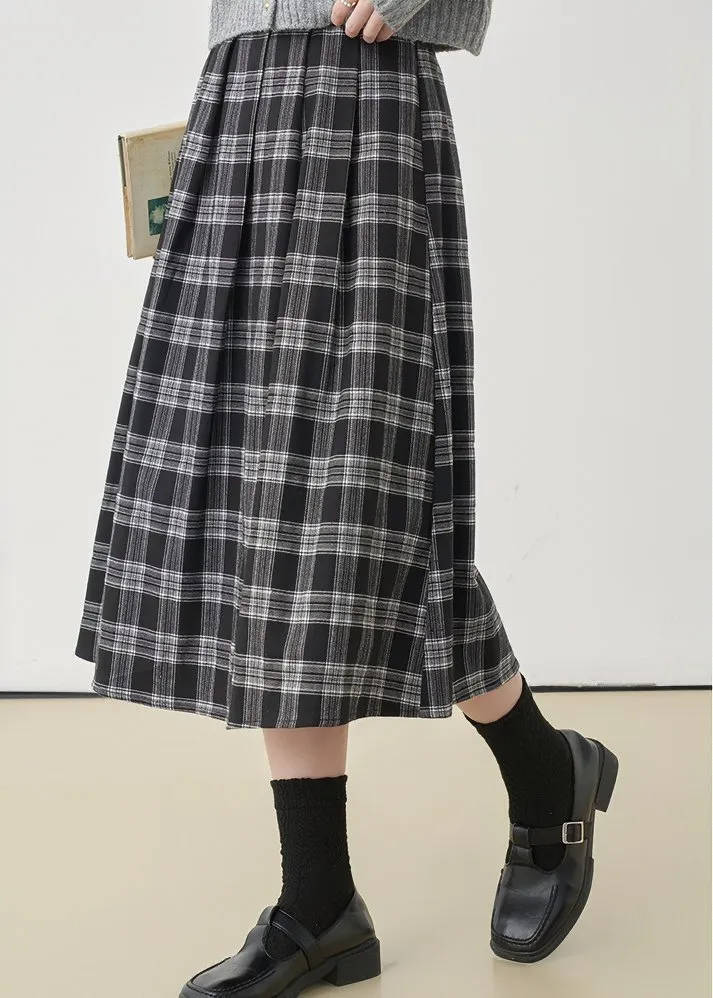 COLLEGE CHECK MIDI SKIRT