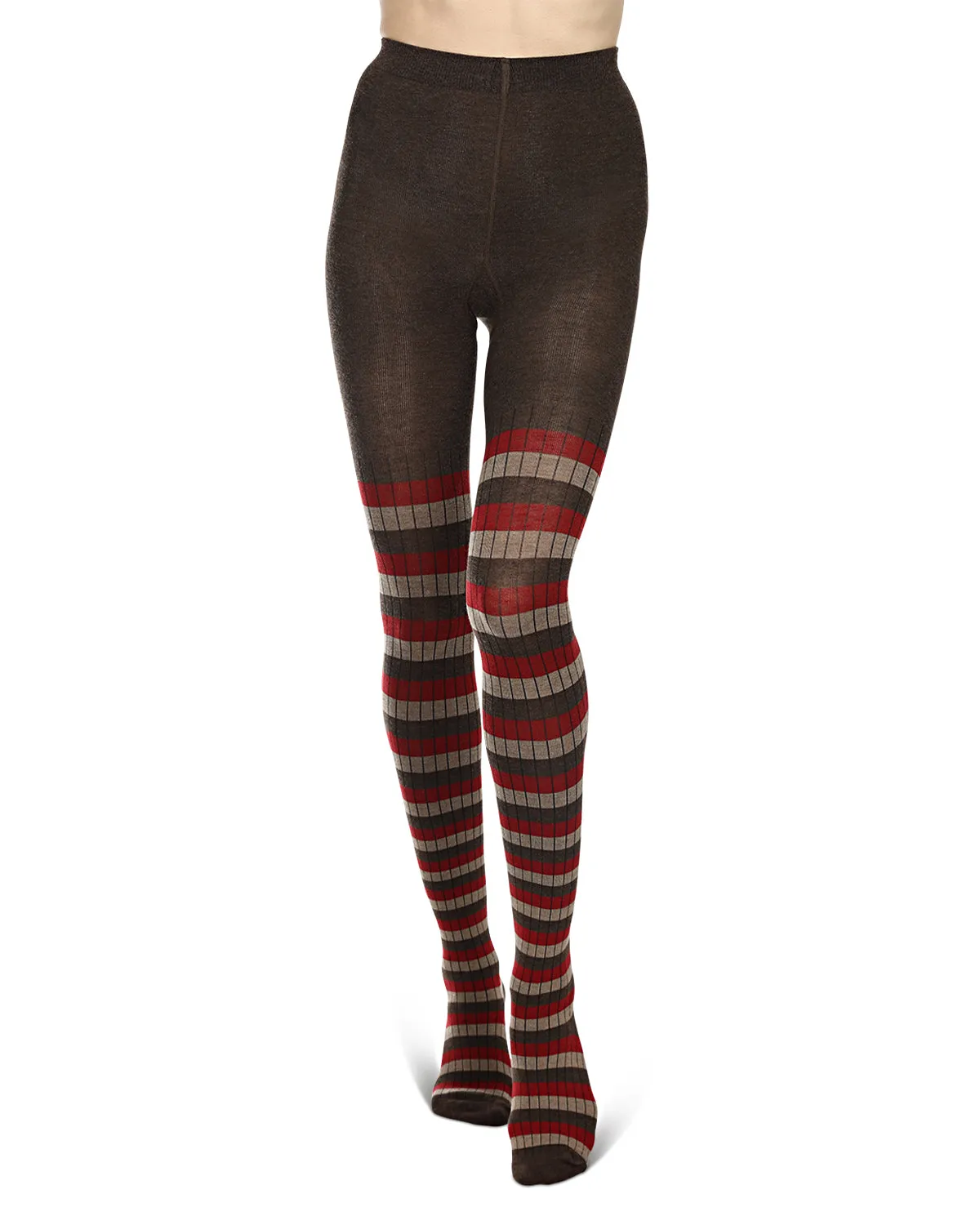 Colored Stripes Cotton Blend Sweater Tights