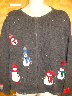 Colorful Snowmen Ugliest Bad Christmas Sweaters