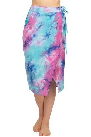 Colorful Tie-Dye Wrap Midi Skirt