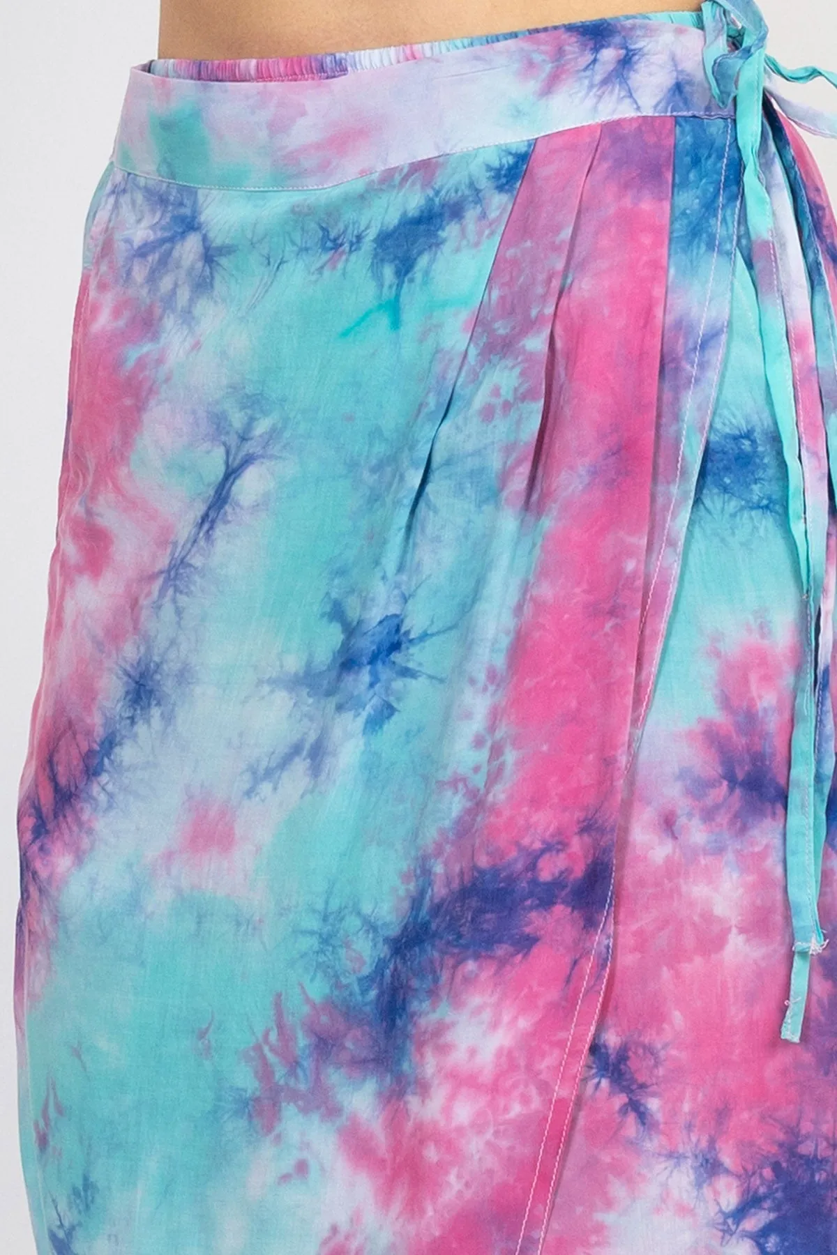 Colorful Tie-Dye Wrap Midi Skirt