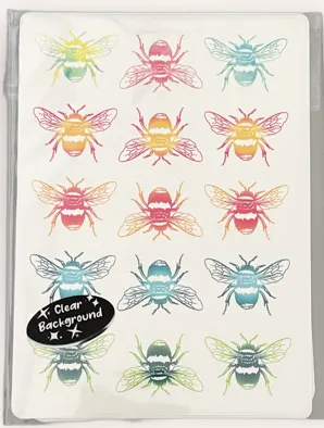 Coral Cockatoo Water Transfer Clear Decal - Multicoloured Bees