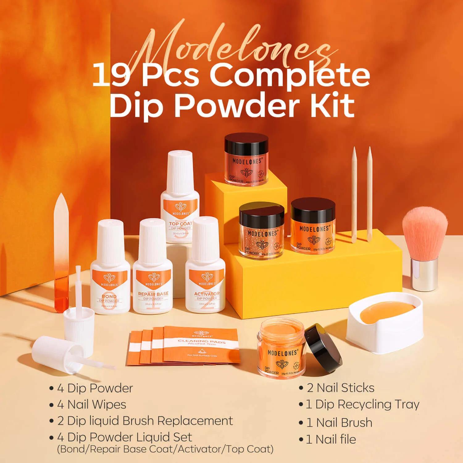 Coral Sunset - 19Pcs Dipping Powder Kit